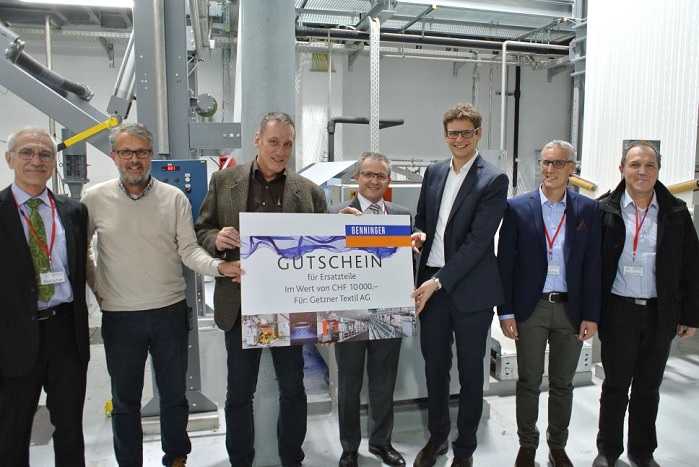 From left to right: Peter GnÃ¤gi (Chairman of the Board of Directors, Benninger), Herwig Steiner (Head of Dyeing Facility, Getzner), Heinz Moosbrugger (Head of Finishing, Getzner), Beat Meienberger (CEO, Benninger), Roland Comploj (Chairman of the Board, Getzner), Jürgen Ströhle (CTO, Benninger), Peter Niklaus (Engineering, Benninger). © Benninger